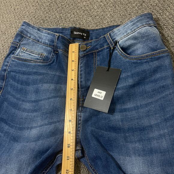 GINGTTO Mens Jeans Size 32x28 Skinny Fit Stretch Pants 32 28 Blue Denim - Picture 5 of 13